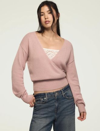 Lucky Brand Womens Cloud Soft Surplice Sweater