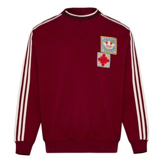 adidas FW25 Crafted Crewneck Jumper Asia Sizing Burgundy KU1423