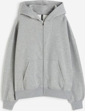 H&M Oversized Hoodiejacke mit Zipper - Hellgraumeliert