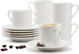 Elama Aspin 12 Piece 2.5 Ounce Porcelain Espresso Cup Set with Saucers in White at Nordstrom