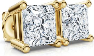 Pompeii3 Princess Cut Diamond Prong Studs 14k Gold Lab Grown Size: Small