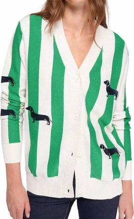 Vilagallo Stripe Dachshunds Cardigan In Green