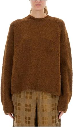 Uma Wang Ronde hals Truien - Dames - Ronde hals truien - Bruin - L - Wol - Truien & Vesten