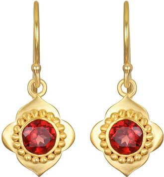 Satya Jewelry Strong Heart Garnet Drop Earrings