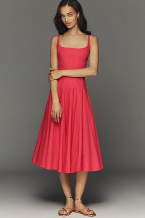 Maeve Sleeveless Square-Neck Corset Midi Dress