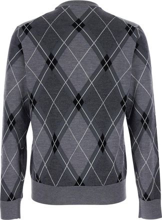 Dolce & Gabbana Mens Grey Crew Neck Sweater With Logo Silk Tops Top