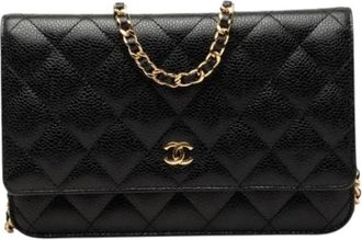 Chanel Pre-owned Wallet on Chain - Dames - Vintage Schoudertas - Zwart - ONE Size - Leer - Vintage