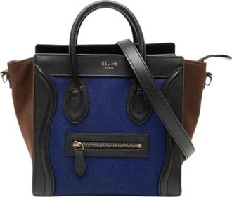 Celine Pre-owned Handbags, female, Blue, Size: ONE SIZE Pre-owned Nano Luggage Tote