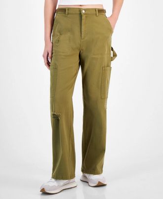 Ultra Flirt Cargo Pants Womens Sphagnum High Rise Straight Leg PALL44