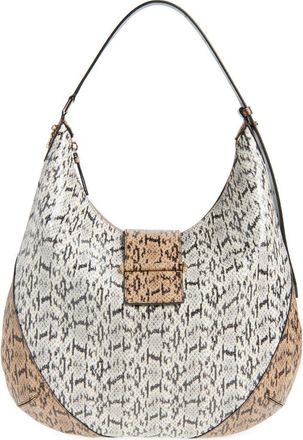 Jimmy Choo London Medium Bar Snakeskin Embossed Leather Hobo Bag in Roccia/Chai/Shiny Gold at Nordstrom