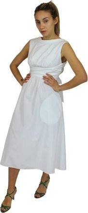 Aspesi Elegante Katoenen Jurk met Open Rug - Dames - Casual kleedjes - Wit - S - Katoen - Kleedjes