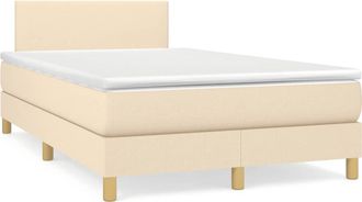 vidaXL Cama Box Spring Con Colch&oacute;n Tela Color Crema 120x190 Cm Vidaxl