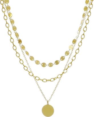 Adornia Adornia 14K Plated 3-Layer Toggle & Confetti Necklace