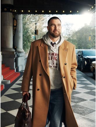 Tommy Hilfiger Mens New York Label Relaxed Wool-Blend Coat - Brown - M