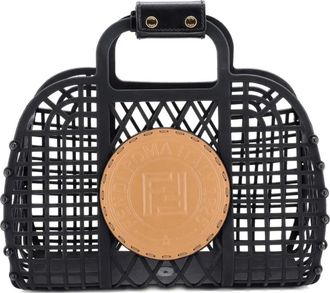 Fendi FF Logo Stamp Basket Tote PVC Small satchel - Zwart