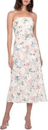Adelyn Rae Manon Lace Inset Strapless Midi Sundress in Ivory at Nordstrom Rack, Size X-Small