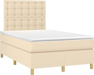 vidaXL Cama Box Spring Con Colch&oacute;n Tela Color Crema 120x190 Cm Vidaxl