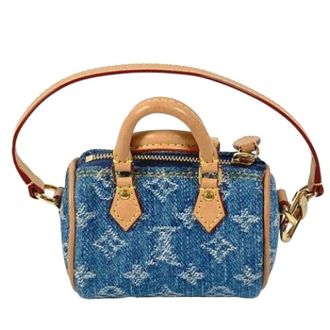 Louis Vuitton Pre-owned Mini Bags, female, Blue, Size: ONE SIZE Pre-owned Monogram Denim Key Chain