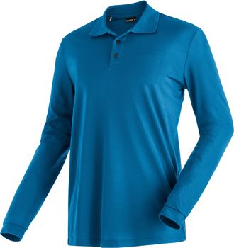 Maier Sports Langarm-Poloshirt MAIER SPORTS Ulrich L/S, Herren, Gr. 4XL, blau (saphirblau), 100% Polyester, Shirts Langarm-Poloshirt, Herren Polo langarm, leichtes