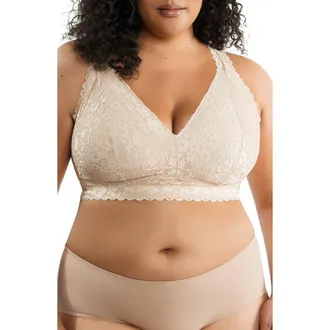 Affinitas Adriana Wire-Free Full Bust Supportive Bralette in Bare at Nordstrom, Size 40