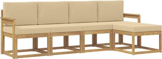 vidaXL Conjunto De Sof&aacute;s De Exterior 5 Uds. Y Beige Vidaxl