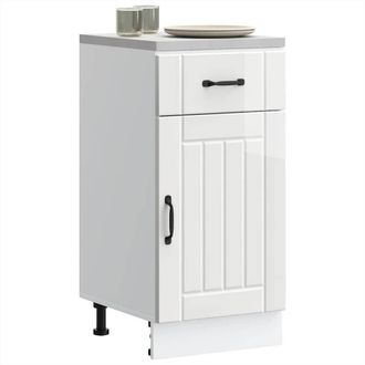 Berkfield Home Kitchen Base Cabinet Lucca High Gloss White Engineered Wood