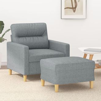 vidaXL Sill&oacute;n Con Taburete Tela Gris Claro 60 Cm Vidaxl