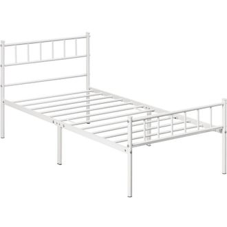 Yaheetech Yaheetech - Marco De Cama Para Colch&oacute;n De 90x200cm Cama Individual Con Patas 32cm Cama De Metal Con Espacio Bajo De Almacenamiento Blanco Visita La Ti