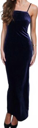 Minkpink Velvet Midi Dress In Navy Blue
