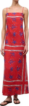 Staud Laura Linen Dress In Painted Foulard