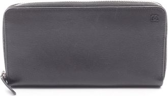 Chanel Black Leather Long Wallet (Bi-Fold) (Pre-Owned)