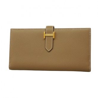 Herm&egrave;s Etoupe Gray Epsom Leather Long Wallet (Bi-Fold) (Pre-Owned)