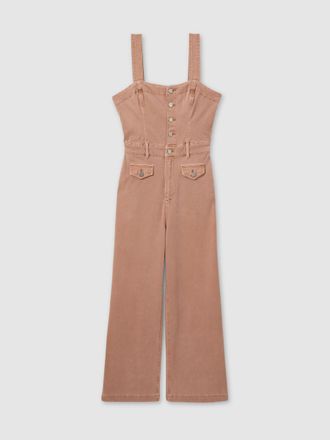 Paige Paige Rose Cropped Denim Wide Leg Jumpsuit, 8