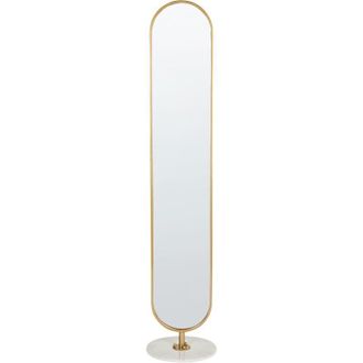 Beliani Perchero De Interior Soporte Para Abrigos Con Espejo M&aacute;rmol Y Estante Metal Dorado Moody