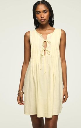 Lucky Brand Womens Pleated Tie Neck Mini Dress
