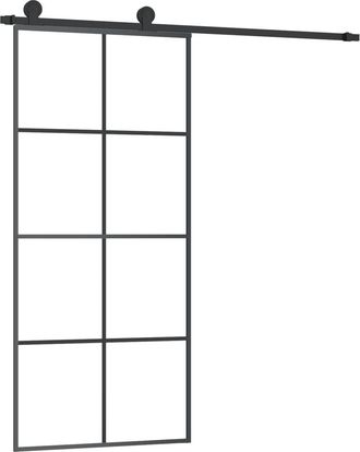 vidaXL Vidaxl - Puerta Corredera Con Set Herrajes Vidrio Esg Aluminio 90x205 Cm