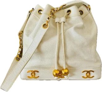 Chanel Pre-owned Leather chanel-bags - Dames - Vintage Tas - Beige - ONE Size - Leer - Vintage