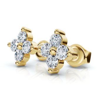 Pompeii3 1/2Ct Jackie Diamond Studs 14k Gold Earrings Lab Grown 1/3 Tall