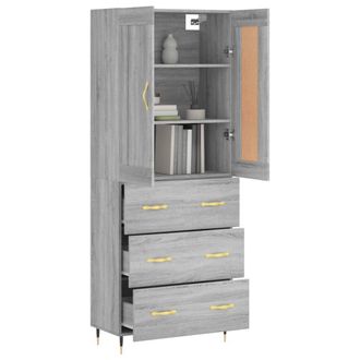 Berkfield Home Highboard Grey Sonoma 69.5x34x180 cm Engineered Wood