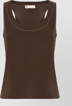 Tory Burch stitched contrast scoop neck sleeveless top