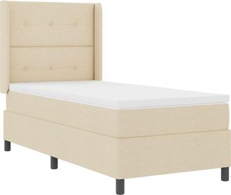 vidaXL LED Box Spring Bed with Mattress Cream 80 x 200 cm Fabric vidaXL