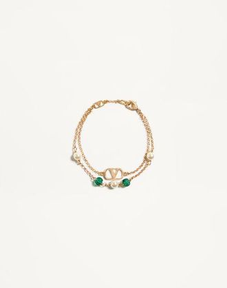 Valentino Garavani Vlogo Signature Metal, Pearl And Knurled Glass Bracelet Wo