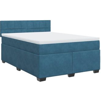 vidaXL Vidaxl - Cama Box Spring Con Colch&oacute;n Terciopelo Azul 140x200 Cm