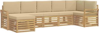 vidaXL Set Di Divani Da Esterno 7 Pz Bianco E Beige Vidaxl