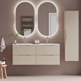 Petits Meubles Conjunto mueble lavabo doble paneles de melamina y mdf cachemira