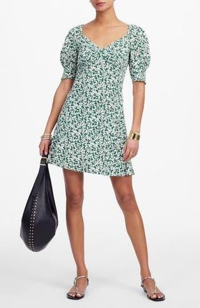 Madewell Seamed V-Neck Minidress in Abstract Leaf Kelly Verdant Gr at Nordstrom Rack, Size 12