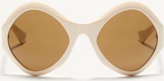 Valentino Round Acetate Eyewear unisex IVORY/BROWN 61