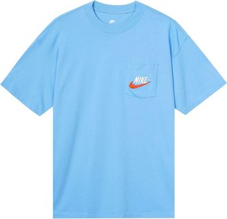 Nike Mens Nike Sportswear Casual Sports Breathable Back Large Logo Round Neck Short Sleeve University Blue T-Shirt DM6426-412