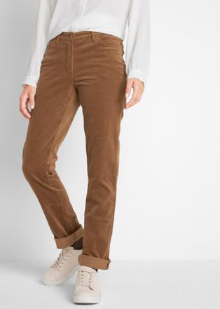 Bonprix Cordhose BONPRIX Stretch-Cordhose, Straight, Damen, Gr. 36, N-Gr, braun (cognac braun), Cord, Obermaterial: 98% Baumwolle, 2% Elasthan, unifarben, sli