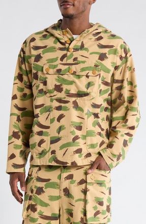 Brain Dead Brushstroke Camo Hooded Jacket in Green at Nordstrom, Size Xx-Large